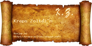 Kreps Zoltán névjegykártya